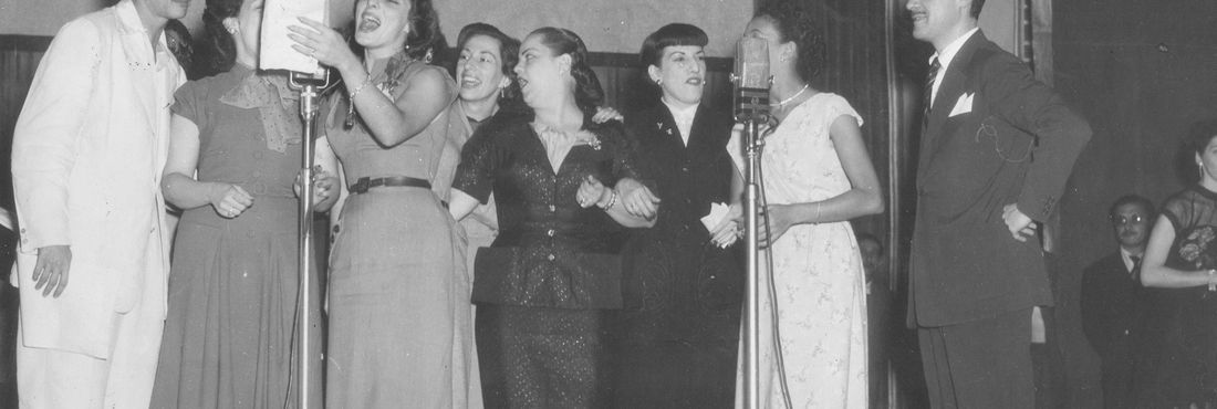 90 anos rádio - César de Alencar, Emilinha Borba e Marlene César de Alencar, Emilinha Borba e Marlene na Rádio Nacional