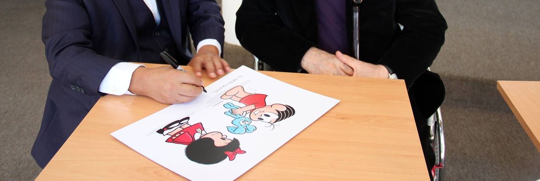 Maurício de Souza e Quino selam a amizade de Mafalda e Mônica
