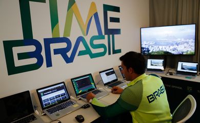 Rio de Janeiro - Sala de análise de vídeos do Time Brasil, no edifício brasileiro da Vila Olímpica dos Jogos Rio 2016, onde estão hospedados os atletas (Fernando Frazão/Agência Brasil)