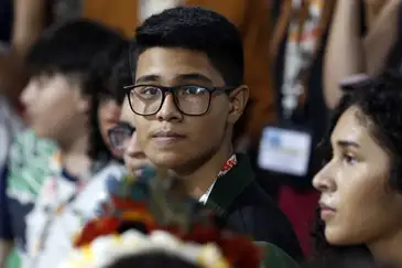 Belém (PA), 17/11/2025 - André da Luz participa do Dia da Juventude na COP30: Jovem Campeã do Clima recebe 30 crianças em diálogo sobre ação climática. Foto: Bruno Peres/Agência Brasil