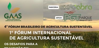 Nos dias 12, 13 e 14 de setembro, no Parque de Exposições Granja do Torto, em Brasília realiza o 4º Fórum Brasileiro de Agricultura Sustentável e o 1º Fórum Internacional de Agricultura Sustentável