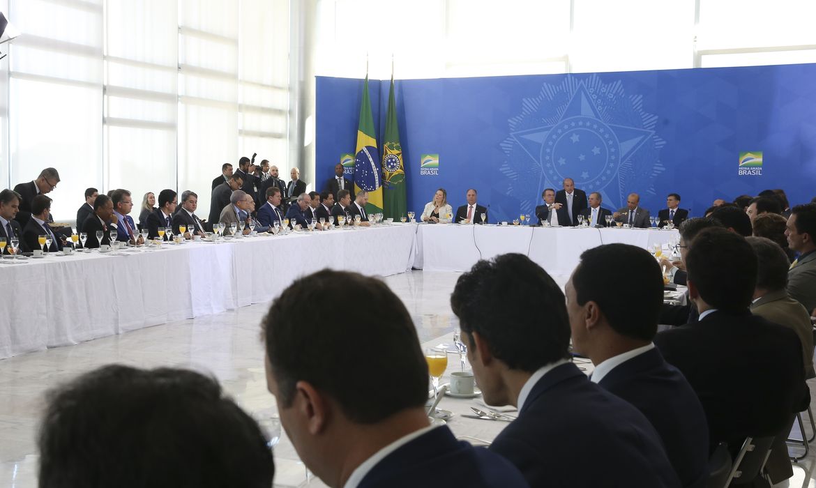O presidente Jair Bolsonaro durante café da manhã com a bancada do Nordeste, no Palácio do Planalto.