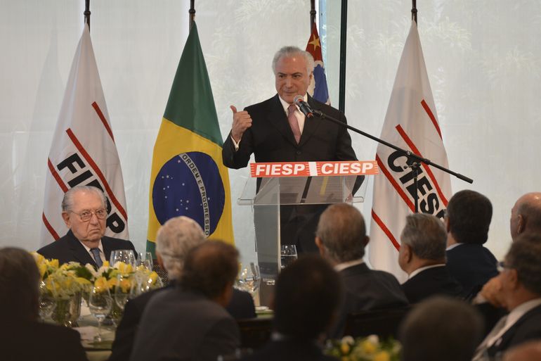 O presidente da República, Michel Temer, participa de almoço com empresários na sede da Federação das Indústrias do Estado de São Paulo (Fiesp), Avenida Paulista, região central.