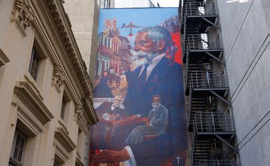 Rio de Janeiro (RJ), 23/09/2024 - Inauguração do Mural Machado de Assis, produzido pelo projeto Negro Muro, na sede da Academia Brasileira de Letras(ABL), no centro da cidade. Foto: Tânia Rêgo/Agência Brasil