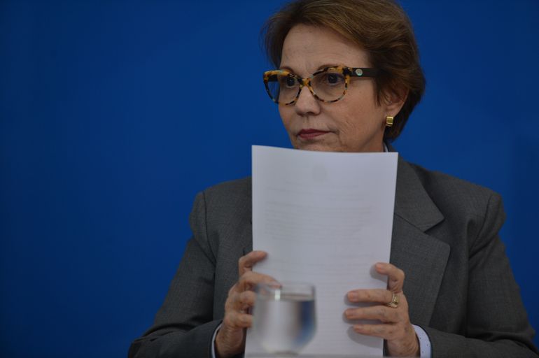 Ministra de Estado da Agricultura,Tereza Cristina, participa de coletiva de imprensa no Palácio do Planalto, sobre as ações de enfrentamento ao covid-19 no país
