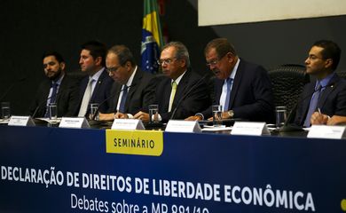  O Ministro da Economia, Paulo Guedes, durante o Seminário Declaração de Direitos de Liberdade Econômica - Debates sobre a MP 881/19. 