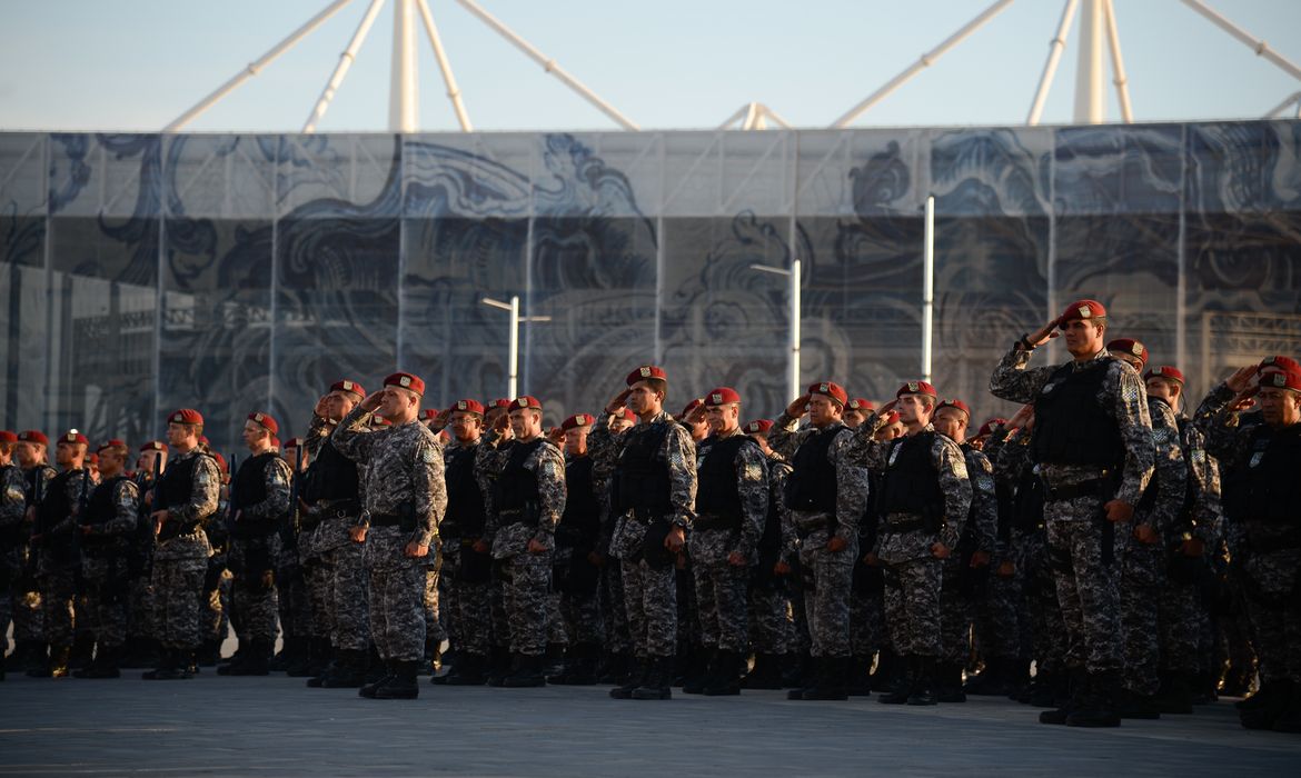 Rio de Janeiro - Cerimônia de início da operação integrada de segurança para os Jogos Rio 2016, no Parque Olímpico da Barra  (Fernando Frazão/Agência Brasil)