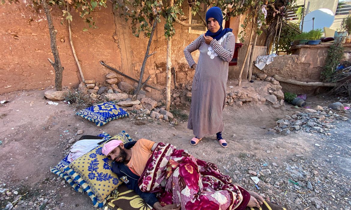 Aftermath of an earthquake in Morocco