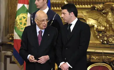 primeiro-ministro italiano Matteo Renzi e presidente italiano Giorgio Napolitano 