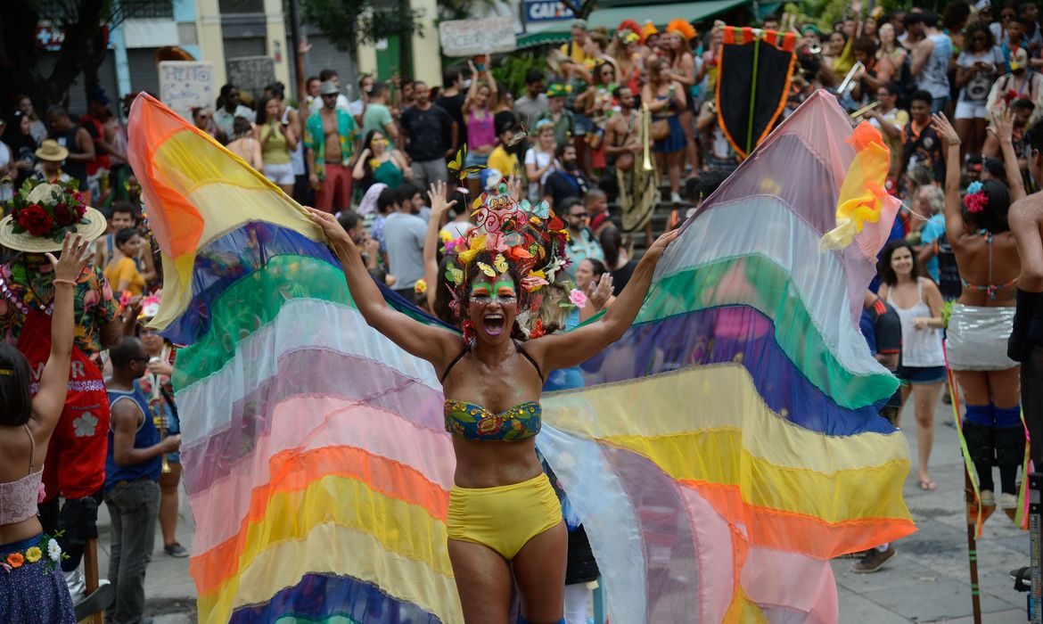Rio de Janeiro -  Blocos carnavalescos participam da abertura do carnaval não oficial neste domingo (7), no centro da cidade (Fernando Frazão/Agência Brasil)