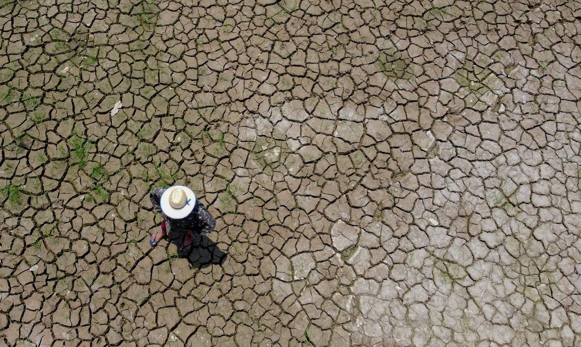 A man is seen in a dry area at Parana do Manaquiri stream, which flows into the Solimoes river, as the region is hit by a severe drought in Manaquiri, Amazonas state, Brazil, October 21, 2023. REUTERS/Suamy Beydoun
