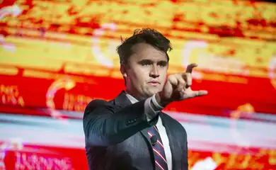 Turning Point CEO Charlie Kirk speaks during the Turning Point USA's Young Latino Leadership Summit at the Arizona Biltmore Resort in Phoenix on April 18, 2021.
