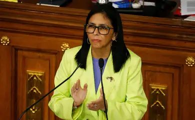 Venezuela's interim president Delcy Rodriguez applauds as she delivers her first annual address to the nation at the National Assembly, following the U.S. strike in Caracas that resulted in the capture of President Nicolas Maduro and his wife, Cilia Flores, in Caracas, Venezuela, January 15, 2026. REUTERS/Leonardo Fernandez Viloria