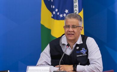 O secretário de Vigilância em Saúde, Wanderson Kleber de Oliveira, durante a coletiva de imprensa sobre à infecção pelo novo coronavírus