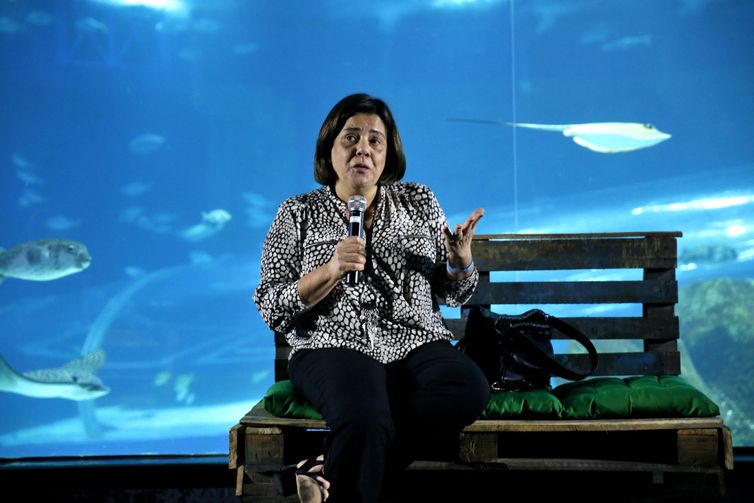 A representante da ONU Meio Ambiente no Brasil, Denise Hamú, participa no AquaRio da abertura da exposição “Dá para ser diferente”, sobre poluição plástica. 