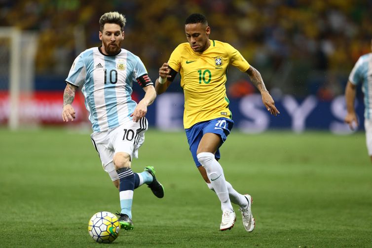 Lucas Figueiredo/CBF/Direitos Reservados messi, neymar, brasil, argentina