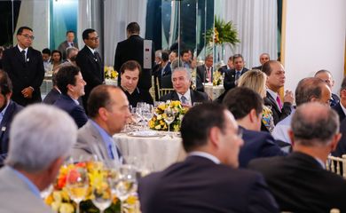 Brasília - O presidente Michel Temer durante jantar com a base aliada no Palácio da Alvorada ( Marcos Corrêa/PR )