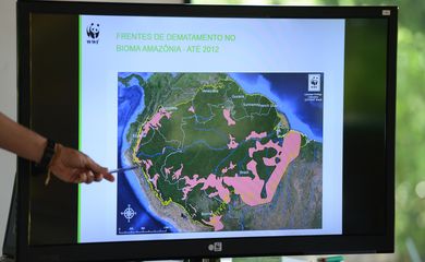wwf.brasil lança publicaçao sobre desmatamento na amazonia,esq/d=andre dias cooedenador do programa amazonia wwf.brasil= e marco lentini,camisa cinza=