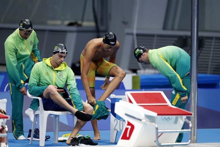 Revezamento 4x200 livre, natação, Fernando Scheffer, Murilo Sartori, Breno Correia, Luiz Altamir, olimpíada, tóquio 2020