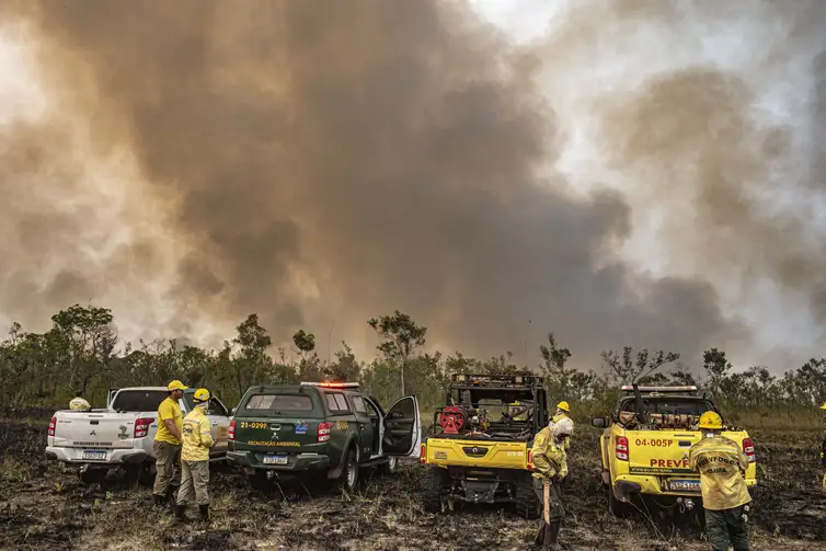 Brasília (DF) 12/09/2024 - Brigadistas do Prevfogo/Ibama e ICMBio combatem incêndios florestais na Terra Indígena Tenharim/Marmelos, no AmazonasFoto: Mayangdi Inzaulgarat/Ibama