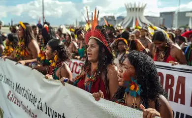 Brasília (DF), 09/04/2026- Marcha de indígenas de todo país que participam do Acampamento Terra Livre - ATL 2026. Foto: Rafa Neddermeyer/Agência Brasil