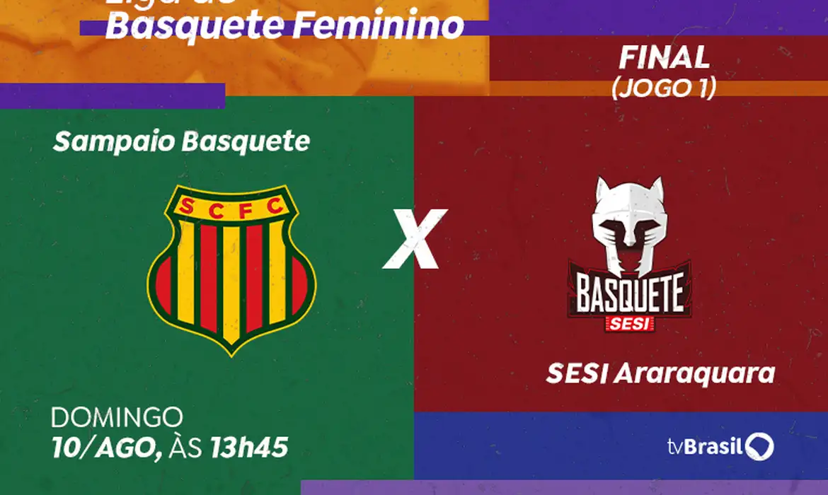 TV Brasil Brasília (DF), 25/07/2025 - TV Brasil exibe, ao vivo, neste domingo (10), às 13h45, o embate entre Sampaio Basquete e Sesi Araraquara pela Liga de Basquete Feminino (LBF). TV Brasil