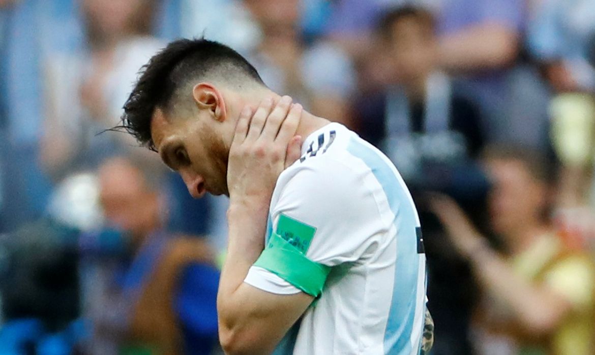 Soccer Football - World Cup - Round of 16 - France vs Argentina - Kazan Arena, Kazan, Russia - June 30, 2018  Argentina's Lionel Messi looks dejected after the match   REUTERS/Michael Dalder