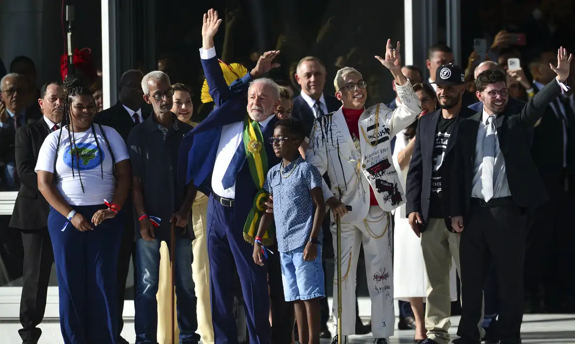 O presidente Luiz Inácio Lula da Silva durante cerimônia de posse, no Palácio do Planalto.