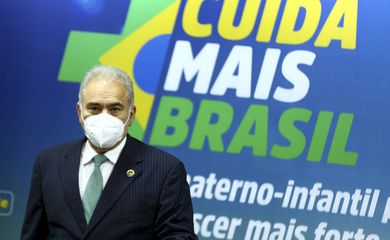 O ministro da Saúde, Marcelo Queiroga, durante o lançamento do programa Cuida Mais Brasil.