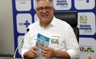 Brasília (DF), 10/04/2025 - Ministro da Saúde Alexandre Padilha durante apresentação de ação de vacinação nas escolas, por meio do Programa Saúde na Escola. Foto: Antonio Cruz/Agência Brasil