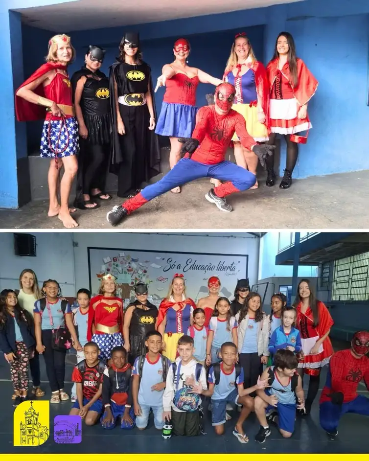 Brasília (DF), 09/03/2026 - Super-heróis e personagens infantis marcam retorno às aulas na Escola Municipal Lucy de Castro Cabral.Foto: educacaomb/Instagram