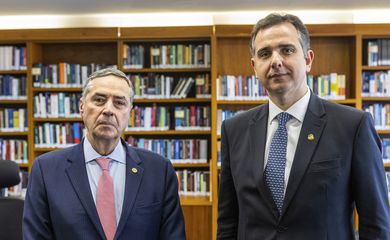 Presidente do Senado, senador Rodrigo Pacheco (PSD-MG), reúne-se com o ministro do Supremo Tribunal Federal (STF), Luís Roberto Barroso, para discutir o piso salarial da enfermagem.