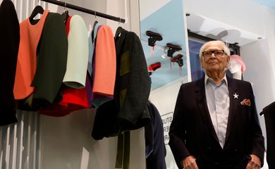 FILE PHOTO: Designer Pierre Cardin attends a fashion collection presentation at his Studio Pierre Cardin in Paris