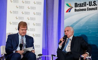 O presidente Michel Temer, durante reunião-almoço com empresários em Nova York, promovida pela Câmara de Comércio dos Estados Unidos (US Chamber of Commerce)