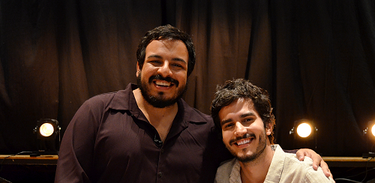 Luis Lobianco e o apresentador Bruno Barros após a gravação de Atos