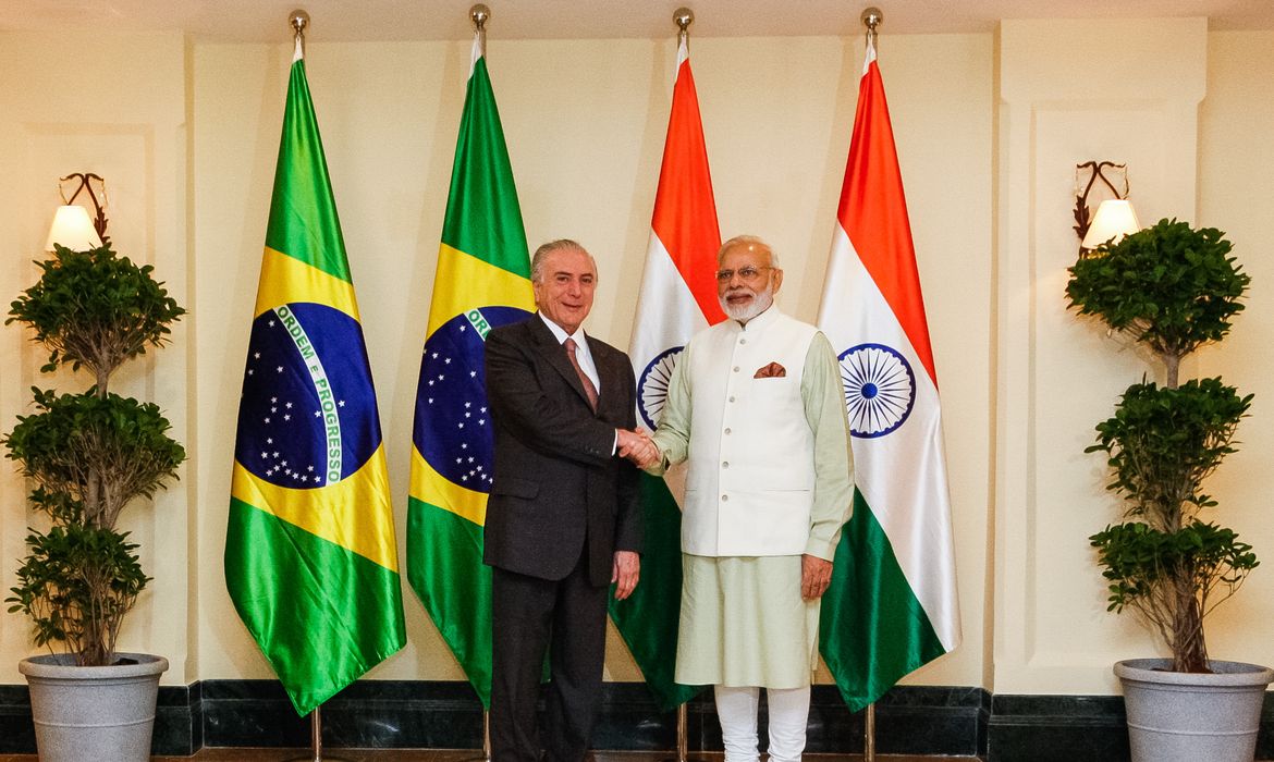 Goa(Índia) - Presidente Michel Temer se encontra com Narendra Modi, primeiro-ministro da República da Índia, durante a 8ª edição da Cúpula do Brics, bloco formado por Brasil, Rússia, Índia, China e África do Sul, no Hotel Taj Exótica( Beto