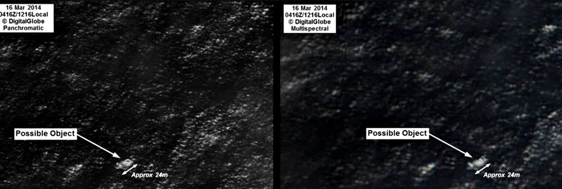 Imagem de satélite australiano mostra possível imagem de destroços de avião