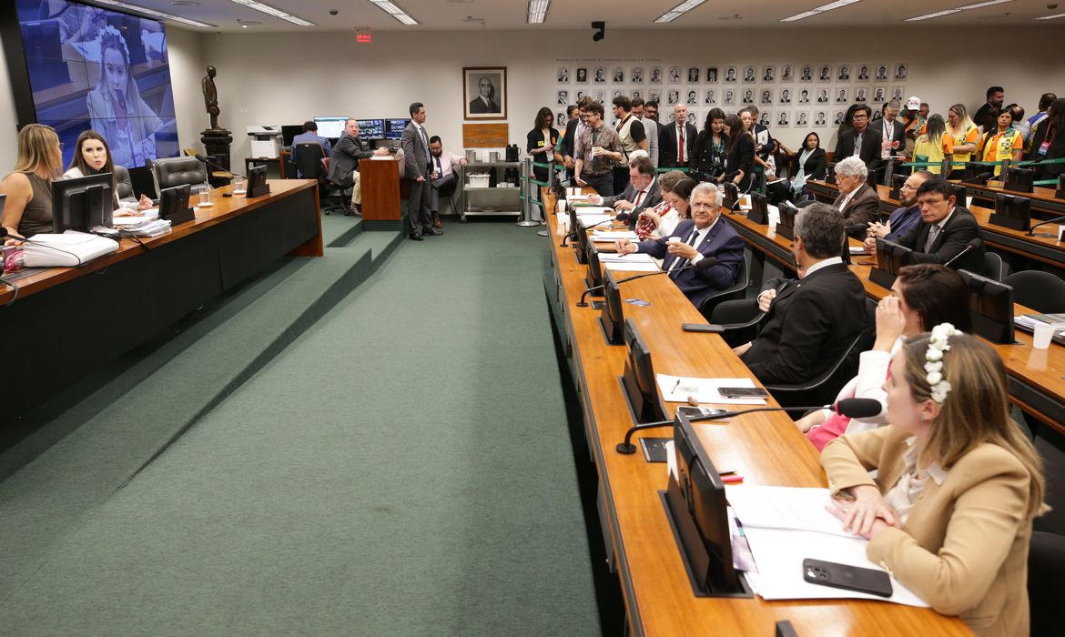 Lula Marques/ Agência Brasil Brasília (DF) 27/11/2024 Comissão de Constituição e Justiça e de Cidadania (CCJ) da Câmara dos Deputados durante reunião para apreciar o votar a proposta de emenda à Constituição (PEC 164/2012) que proíbe o aborto no país. (Mulheres invadiram a comissão para tentar parar a votação). Foto Lula Marques/ Agência Brasil