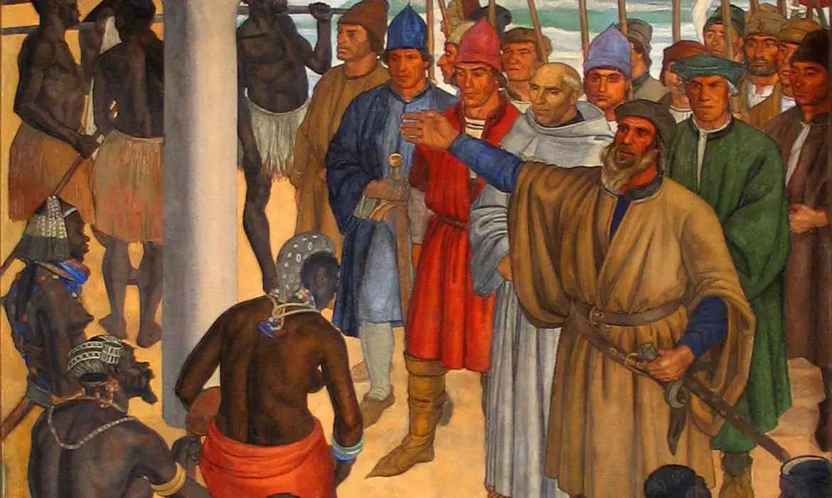 ESCRAVIDÃO - Dívida histórica: como Portugal pode reparar escravidão transatlântica? - Detalhe da tela de Diogo Cão na Foz do Zaire  Adriano de Sousa Lopes - Museu da Assembleia da República. Tela de Adriano de Souza Lopes