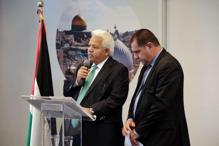 O embaixador do Catar em Brasília, Mohammed Al-Hayki, falou no evento em nome da Liga dos Estados Árabes, na condição de vice-decano do Conselho dos Embaixadores Árabes no Brasil
