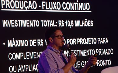 O ministro da Cultura, Sérgio Sá Leitão,  fala no lançamento da nova Política Nacional de Games, que vai disponibilizar um investimento recorde na produção e comercialização de jogos eletrônicos.