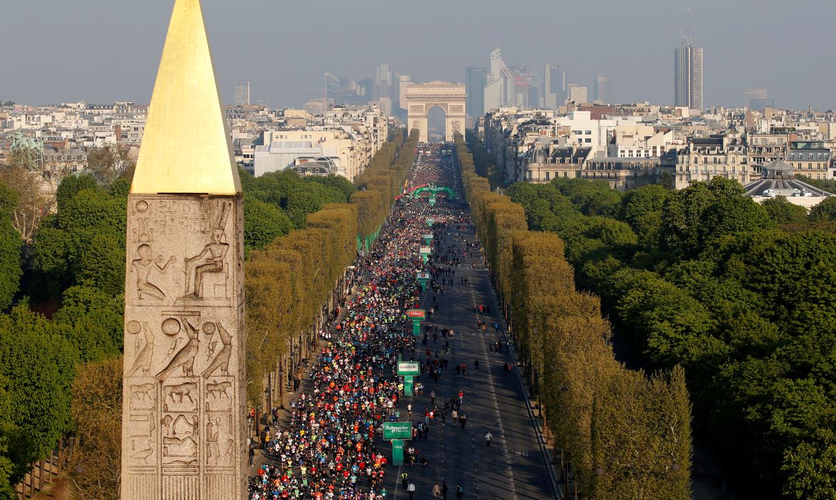 Vista aérea de Paris durante maratona