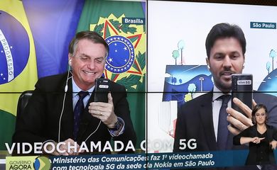 (Brasília - DF, 09/04/2021) Fábio Faria, Ministro de Estado das Comunicações (videochamada).
Foto: Marcos Corrêa/PR