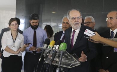 O presidente do Conselho Federal de Medicina (CFM), Carlos Vital, fala à imprensa, no Palácio do Planalto.