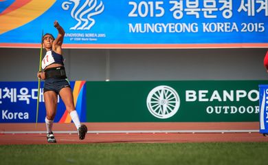 A atleta Jucile Lima obteve a medalha de prata no arremesso de dardos (Sgt Johnson Barros/Min. da Defesa)