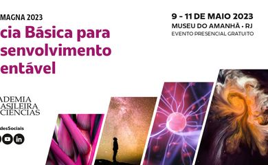 Rio de Janeiro (RJ) - Cartaz da Reunião Magna da Academia Brasileira de Ciência-ABC., no Museu do Amanhã.  Arte: ABC