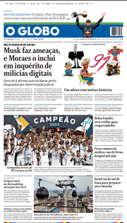 Capa do Jornal O Globo Edição 2024-04-08