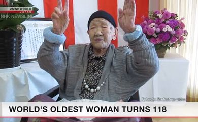 Uma japonesa, reconhecida pelo Guinness de recordes mundiais como a pessoa mais velha do mundo, completou 118 anos no sábado.