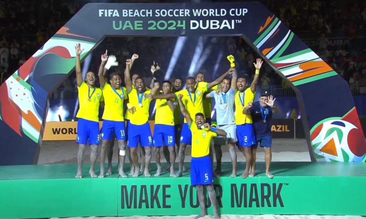 Dubai, 25/02/2024 Brasil vence Itália e leva o hexacampeonato de futebol de areia. Foto Fifa