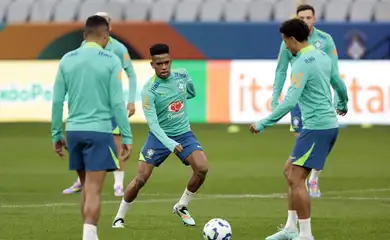 São Paulo (SP), 09/06/2025 - Jogadores durante treino da Seleção Brasileira de Futebol, na Neo Quimica Arena, antes do jogo contra o Paraguai pelas eliminatórias da Copa do Mundo 2026. Foto: Paulo Pinto/Agência Brasil